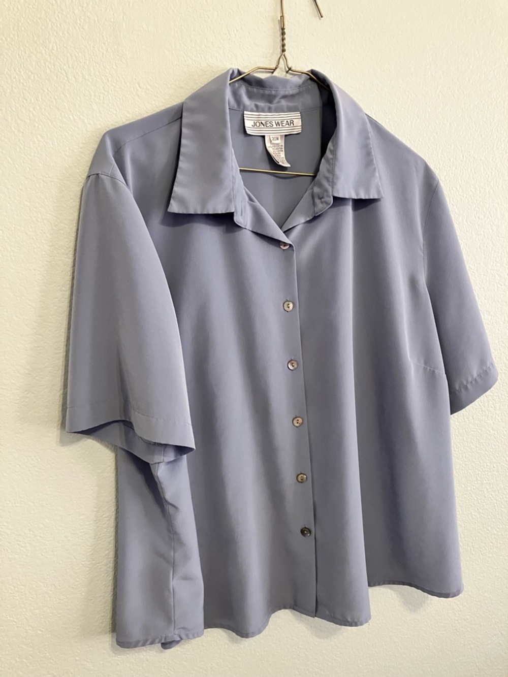 Jones Wear Short Sleeved Misty Blue Blouse Size 20W